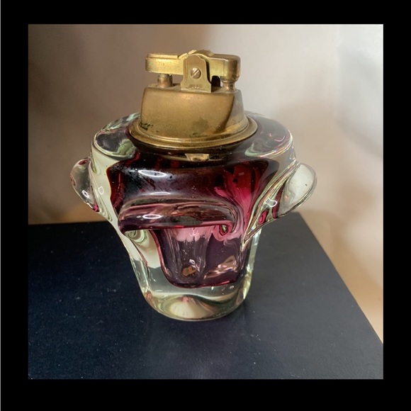 Vintage 1960’s hand blown amethyst & clear art glass cigarette starter - Picture 3 of 15